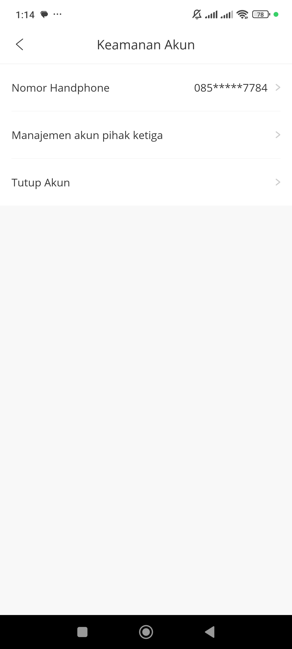 Pilih Tutup Akun